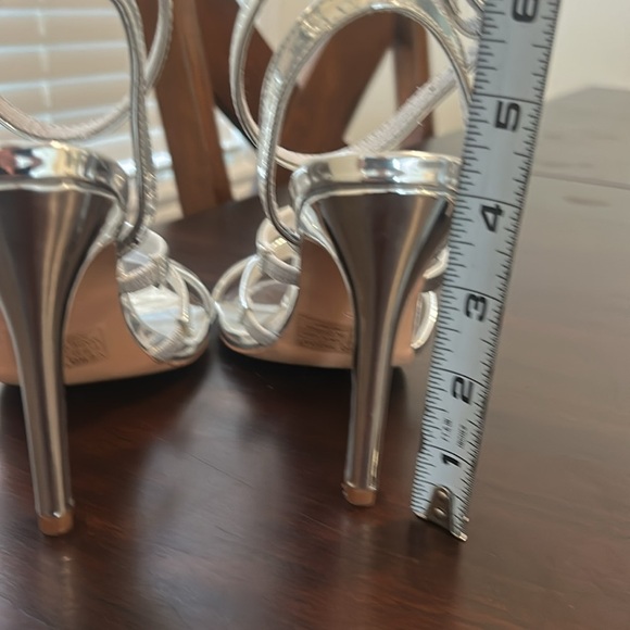 VERA MODA Becca Ankle Strap Pin Heel Open Toe Stilettos Sandals Silver - Picture 9 of 16